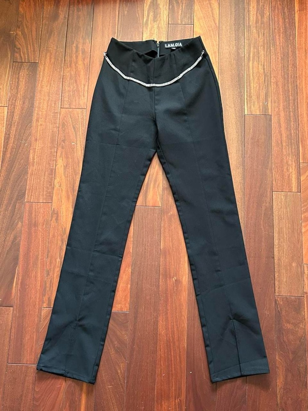 I.AM.GIA Black Rhinestone Chain Pants - Picture 3 of 6